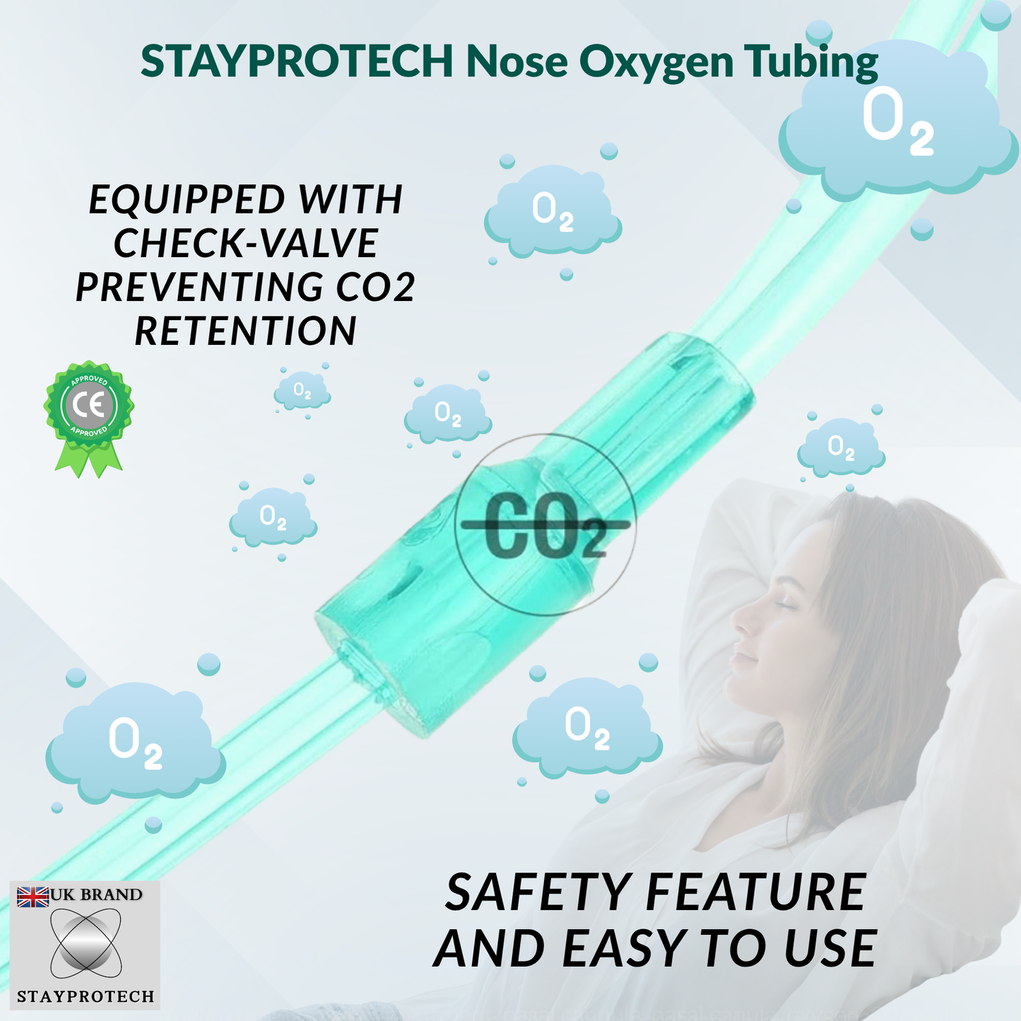 STAYPROTECH Oxygen Tubing Nasal Cannula 3PCS Green Medical Grade PVC, Kink Resistant Soft & Smooth Surface, Comfort & Convenient 2.6 m long for Long-Lasting wear.