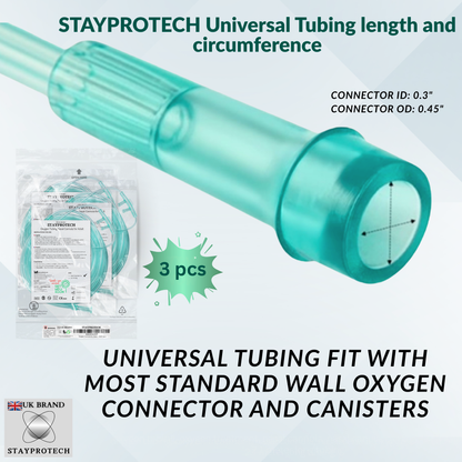 STAYPROTECH Oxygen Tubing Nasal Cannula 3PCS Green Medical Grade PVC, Kink Resistant Soft & Smooth Surface, Comfort & Convenient 2.6 m long for Long-Lasting wear.