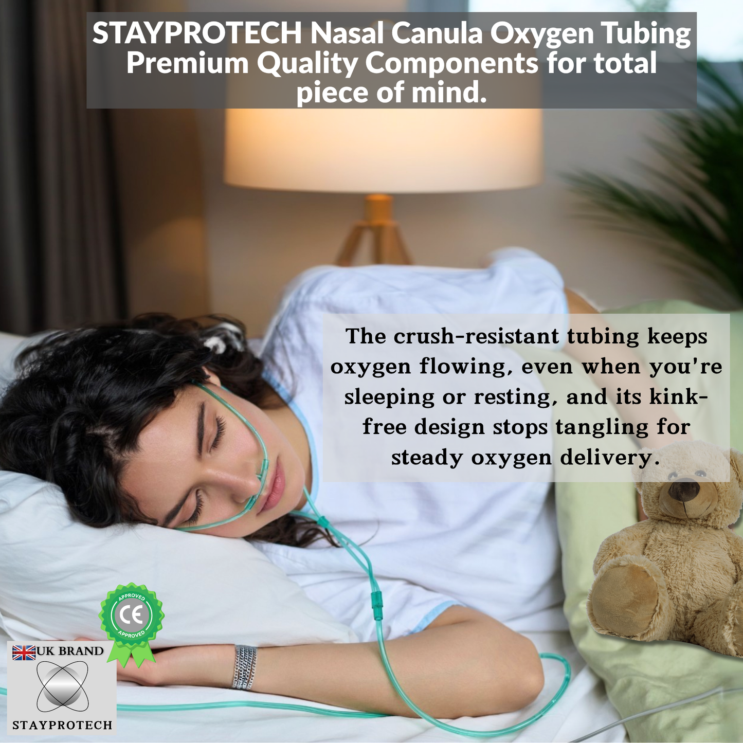 STAYPROTECH Oxygen Tubing Nasal Cannula 3PCS Green Medical Grade PVC, Kink Resistant Soft & Smooth Surface, Comfort & Convenient 2.6 m long for Long-Lasting wear.