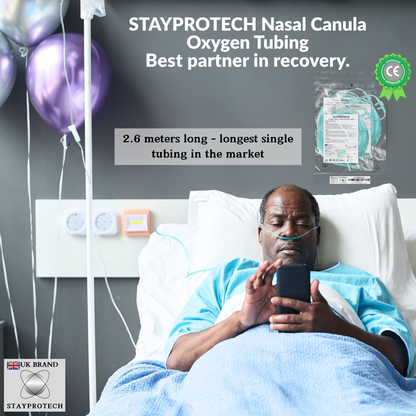 STAYPROTECH Oxygen Tubing Nasal Cannula 3PCS Green Medical Grade PVC, Kink Resistant Soft & Smooth Surface, Comfort & Convenient 2.6 m long for Long-Lasting wear.