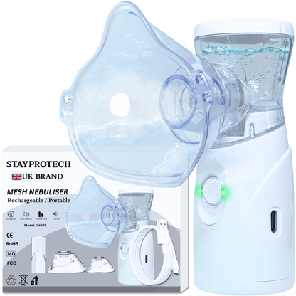STAYPROTECH Portable Nebuliser Machine for Adults & Kids, Rechargeable USB-C nebuliser steam inhaler, Compact handheld nebulizer respiratory relief.