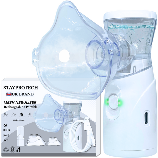 STAYPROTECH Portable Nebuliser Machine for Adults & Kids, Rechargeable USB-C nebuliser steam inhaler, Compact handheld nebulizer respiratory relief.