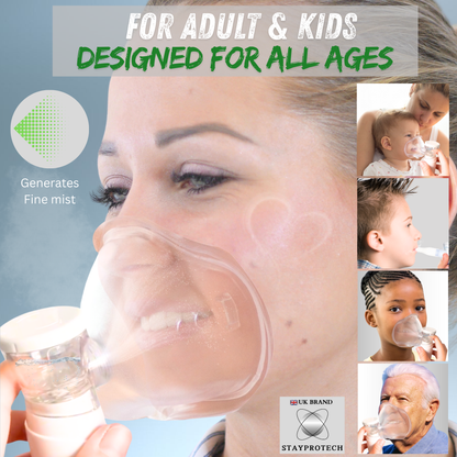 STAYPROTECH Portable Nebuliser Machine for Adults & Kids, Rechargeable USB-C nebuliser steam inhaler, Compact handheld nebulizer respiratory relief.