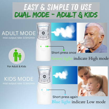 STAYPROTECH Portable Nebuliser Machine for Adults & Kids, Rechargeable USB-C nebuliser steam inhaler, Compact handheld nebulizer respiratory relief.