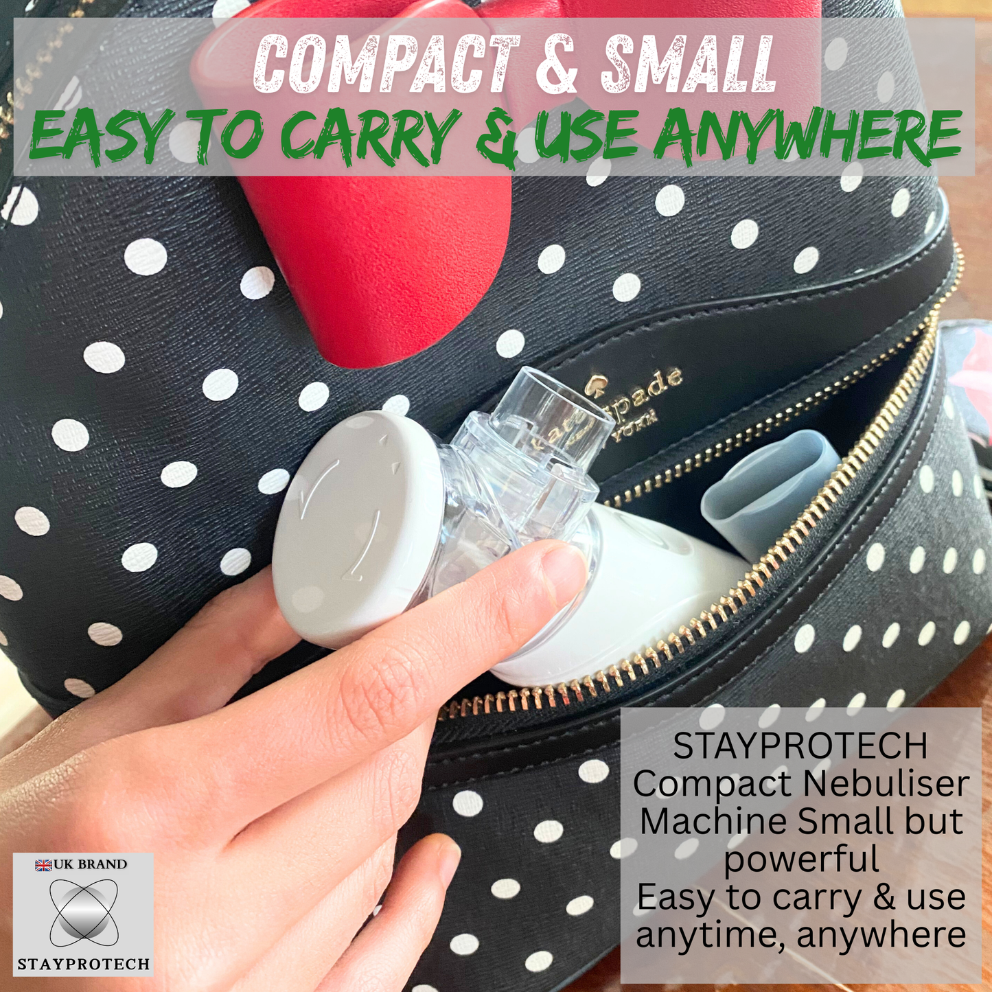 STAYPROTECH Portable Nebuliser Machine for Adults & Kids, Rechargeable USB-C nebuliser steam inhaler, Compact handheld nebulizer respiratory relief.