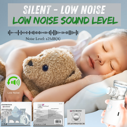 STAYPROTECH Portable Nebuliser Machine for Adults & Kids, Rechargeable USB-C nebuliser steam inhaler, Compact handheld nebulizer respiratory relief.