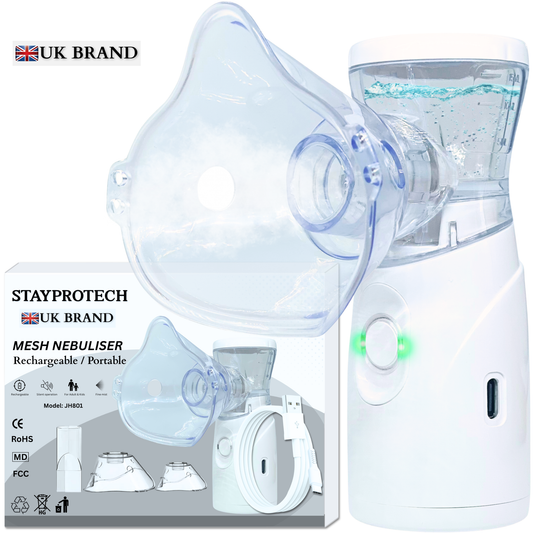 STAYPROTECH Portable Nebuliser Machine for Adults & Kids, Rechargeable USB-C nebuliser steam inhaler, Compact handheld nebulizer respiratory relief.