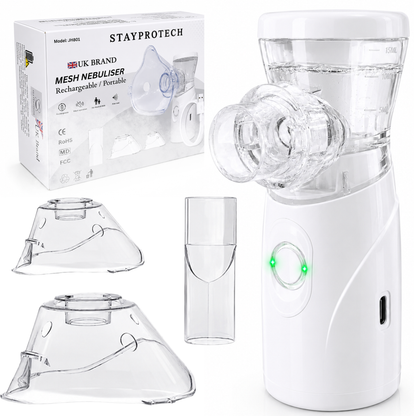STAYPROTECH Portable Nebuliser Machine for Adults & Kids, Rechargeable USB-C nebuliser steam inhaler, Compact handheld nebulizer respiratory relief.