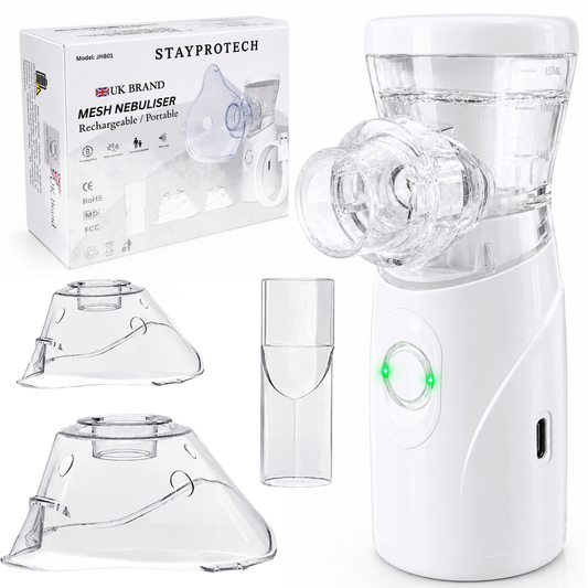 STAYPROTECH Portable Nebuliser Machine for Adults & Kids, Rechargeable USB-C nebuliser steam inhaler, Compact handheld nebulizer respiratory relief.