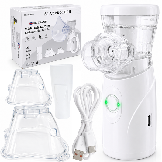 STAYPROTECH Portable Nebuliser Machine for Adults & Kids, Rechargeable USB-C nebuliser steam inhaler, Compact handheld nebulizer respiratory relief.