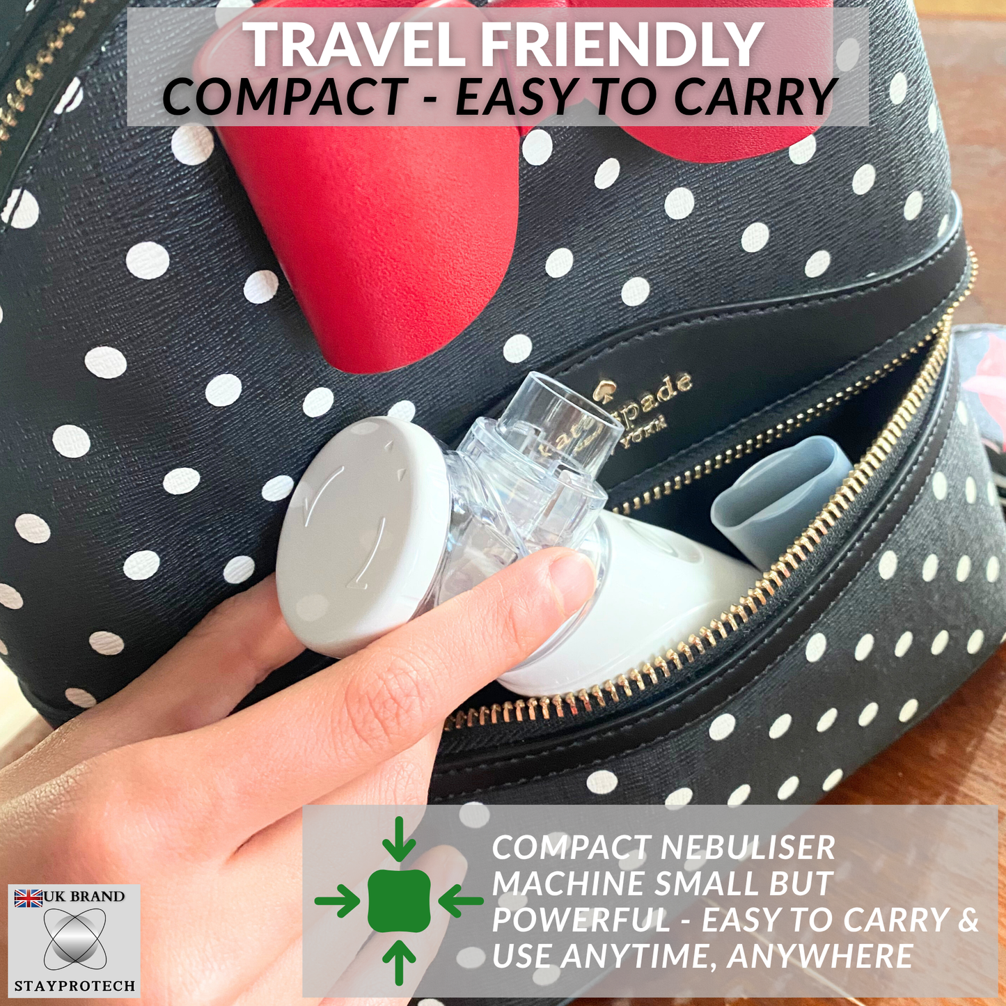 STAYPROTECH Portable Nebuliser Machine for Adults & Kids, Rechargeable USB-C nebuliser steam inhaler, Compact handheld nebulizer respiratory relief.