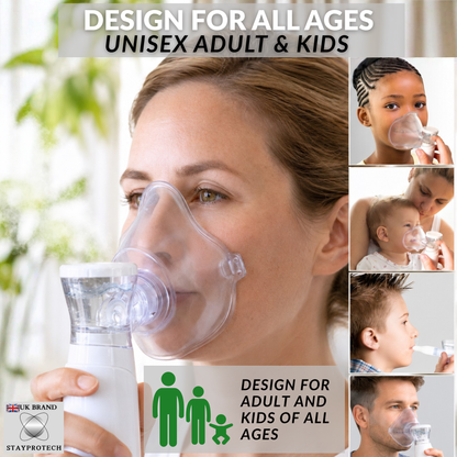 STAYPROTECH Portable Nebuliser Machine for Adults & Kids, Rechargeable USB-C nebuliser steam inhaler, Compact handheld nebulizer respiratory relief.