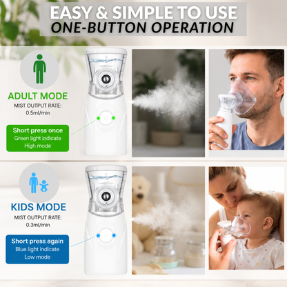 STAYPROTECH Portable Nebuliser Machine for Adults & Kids, Rechargeable USB-C nebuliser steam inhaler, Compact handheld nebulizer respiratory relief.