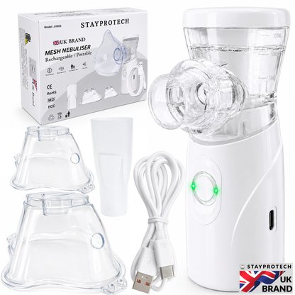 STAYPROTECH Portable Nebuliser Machine for Adults & Kids, Rechargeable USB-C nebuliser steam inhaler, Compact handheld nebulizer respiratory relief.