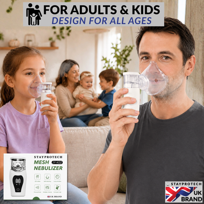 Portable Nebuliser Machine for Adults & Kids, Rechargeable USB-C & Advanced Digital Display Nebulizer with Adjustable Mist steam inhaler, Silent Handheld sinus steamer Mesh nebuliser.