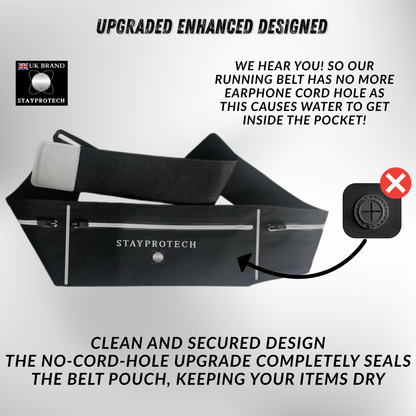 STAYPROTECH Running belt, large capacity phone holder for running, Adjustable waist bag for men & women, Waterproof Ultra-slim belt bag running phone holder and money belt.