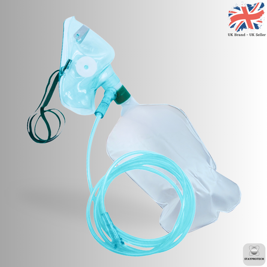 High Concentration Oxygen Mask with Reservoir Pouch and 2.1m Tubing – Oxygen Mask for Adult that requires Efficient Oxygen Therapy.