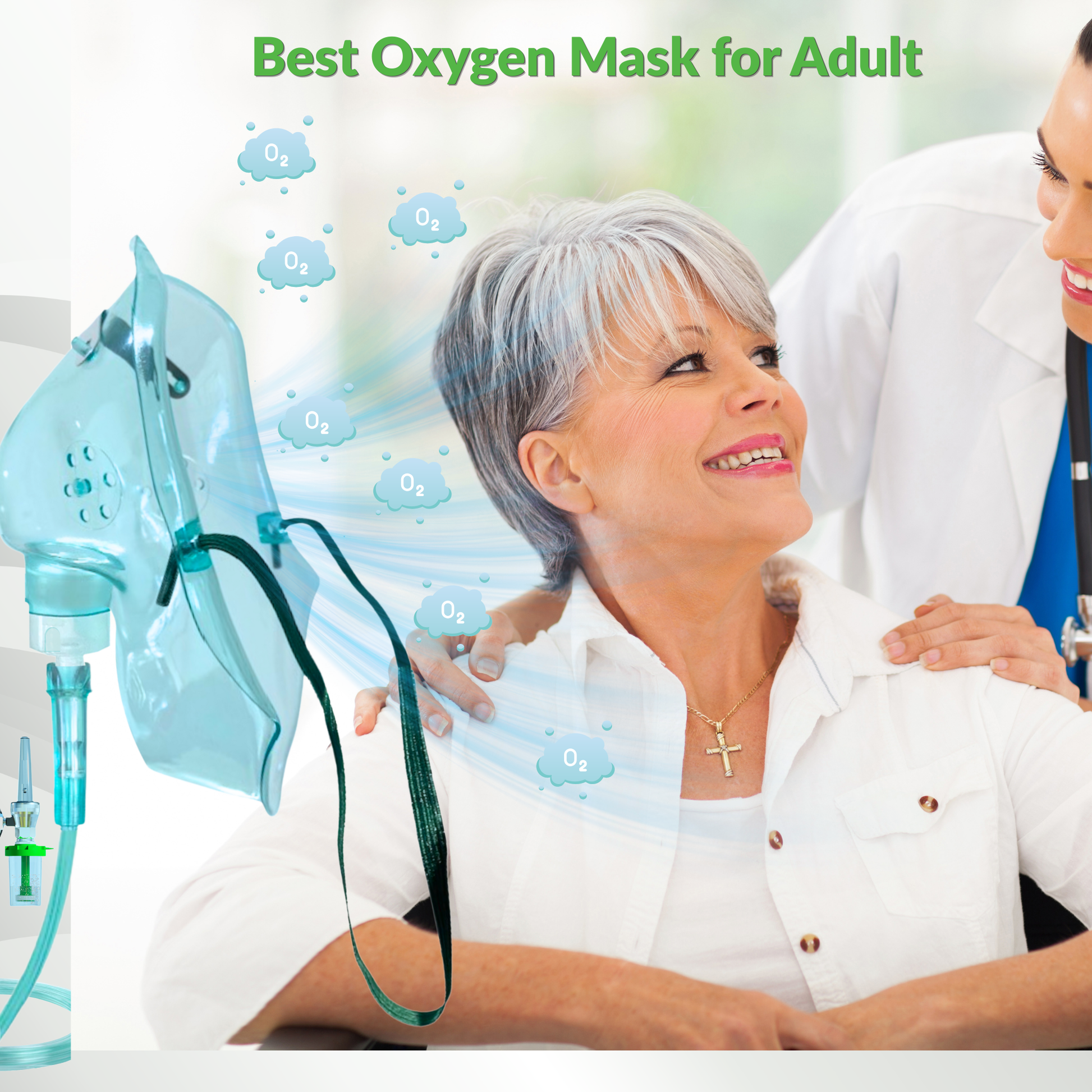 oxygen mask for adult, adult oxygen mask, oxygen mask with tubing. medical oxygen mask