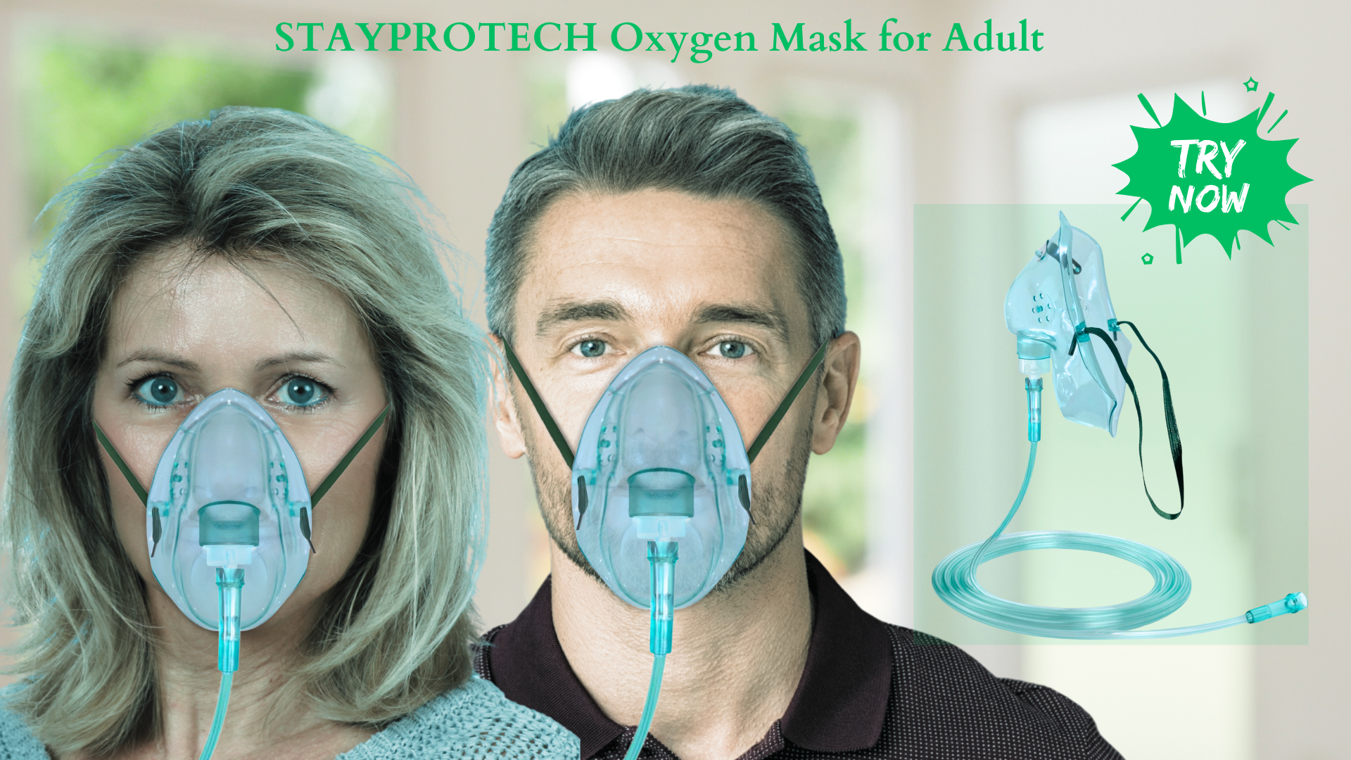 oxygen mask for adult, adult oxygen mask, oxygen mask with tubing. medical oxygen mask