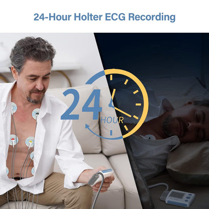 Professional ECG Machine, 24 Hours Holter Recording with AI Analysis, Works with Mac & Windows PDF Report, Portable Reliable Fast Results.