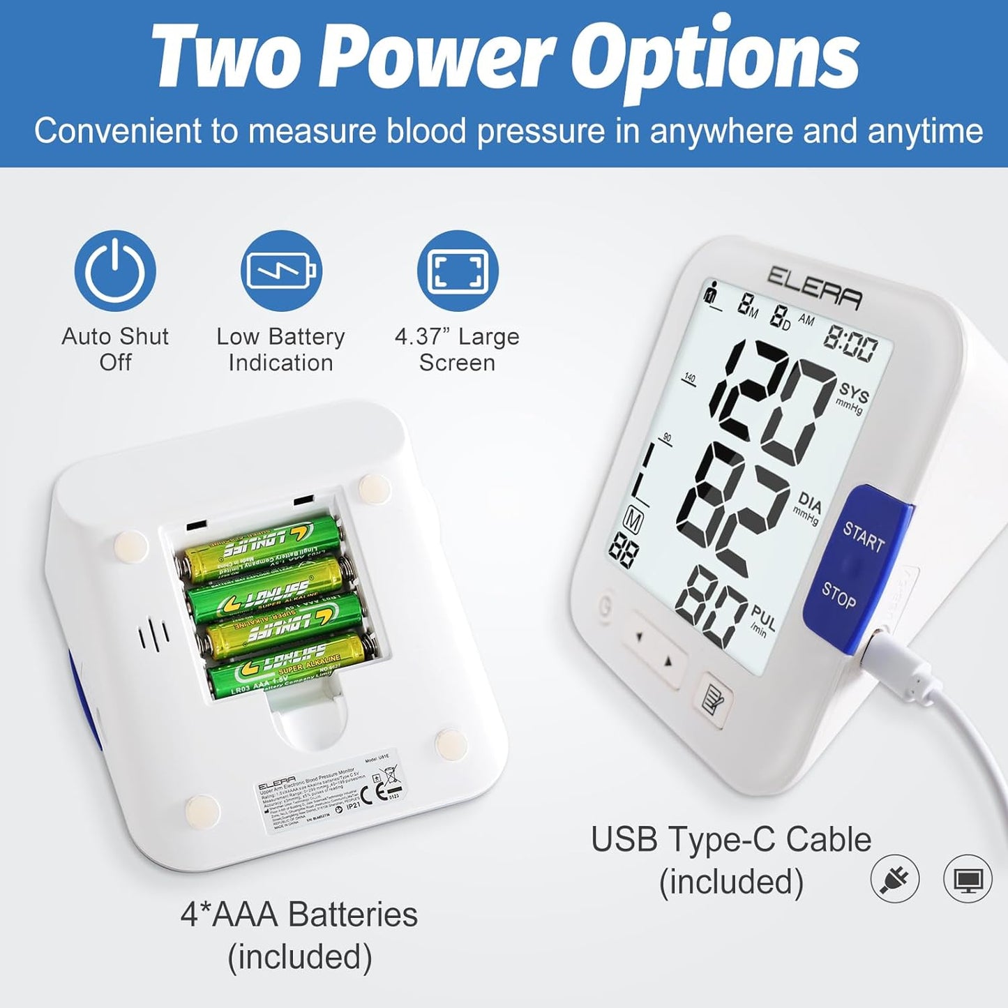 Automatic Blood Pressure Monitor Digital Large Display Extra Large Cuff Pulse/HR Detection Reliable Fast Results