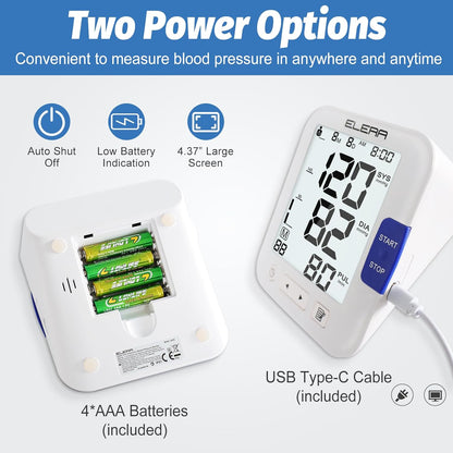 Automatic Blood Pressure Monitor Digital Large Display Extra Large Cuff Pulse/HR Detection Reliable Fast Results