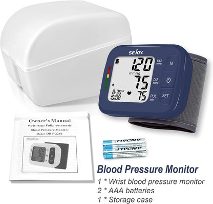 Automatic Wrist Blood Pressure Machine Adjustable Cuff Large LCD Screen Pulse Detection Reliable Quick Results